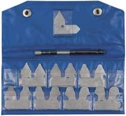 Value Collection - 15 Piece, 1/32 to 1/4 Inch Radius, Steel Radius Gage Set - Satin Chrome Coated - Apex Tool & Supply