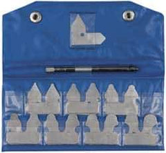 Value Collection - 15 Piece, 1/32 to 1/4 Inch Radius, Steel Radius Gage Set - Satin Chrome Coated - Apex Tool & Supply