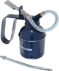 PRO-LUBE - 200 mL Capcity, 6" Long Flexible Spout, Lever-Type Oiler - Brass Pump, Steel Body, Powder Coated - Apex Tool & Supply