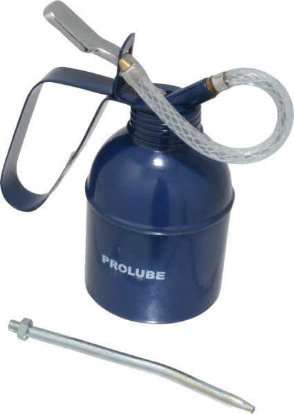 PRO-LUBE - 300 mL Capcity, 6" Long Flexible Spout, Lever-Type Oiler - Brass Pump, Steel Body, Powder Coated - Apex Tool & Supply