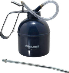 PRO-LUBE - 1,000 mL Capcity, 8" Long Flexible Spout, Lever-Type Oiler - Brass Pump, Steel Body, Powder Coated - Apex Tool & Supply