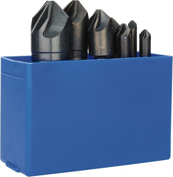M.A. Ford - 7 Piece, 1/4 to 1" Head Diam, 90° Included Angle, Single End Countersink Set - Apex Tool & Supply
