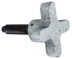 Morton Machine Works - M10x1.50 Lobed Shoulder Dog Point Tip Grade C-12L14 Steel Thumb Screw - 60mm OAL, 51mm Head Diam x 22mm Head Height, Black Oxide Finish - Apex Tool & Supply