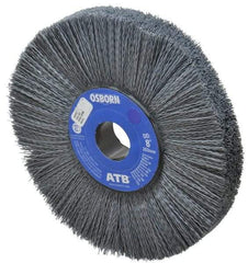 Osborn - 8" OD, 1-1/4" Arbor Hole, Crimped Nylon Wheel Brush - 1" Face Width, 2-1/4" Trim Length, 0.022" Filament Diam, 3,600 RPM - Apex Tool & Supply