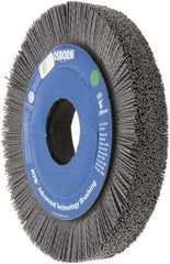 Osborn - 8" OD, 2" Arbor Hole, Crimped Nylon Wheel Brush - 1" Face Width, 1-1/4" Trim Length, 0.035" Filament Diam, 3,600 RPM - Apex Tool & Supply