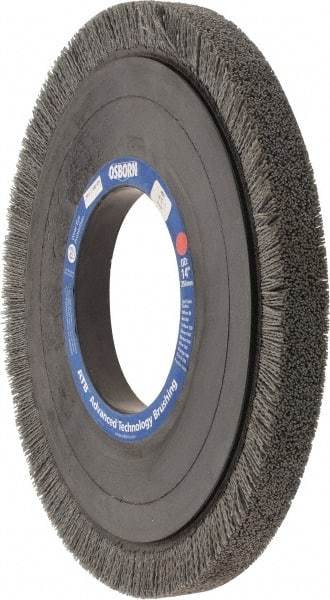 Osborn - 14" OD, 5-1/4" Arbor Hole, Crimped Nylon Wheel Brush - 1" Face Width, 1-1/4" Trim Length, 0.04" Filament Diam, 1,800 RPM - Apex Tool & Supply