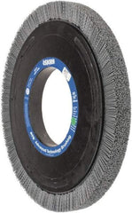 Osborn - 14" OD, 5-1/4" Arbor Hole, Crimped Nylon Wheel Brush - 1" Face Width, 1-1/4" Trim Length, 0.035" Filament Diam, 1,800 RPM - Apex Tool & Supply