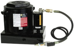 Omega Lift Equipment - 100 Ton Capacity Air-Actuated Bottle Jack - 12" to 18-1/8" High, 6-1/8" Piston Stroke, 5-1/8" Plunger Diam, 9-3/8" Wide Base - Apex Tool & Supply