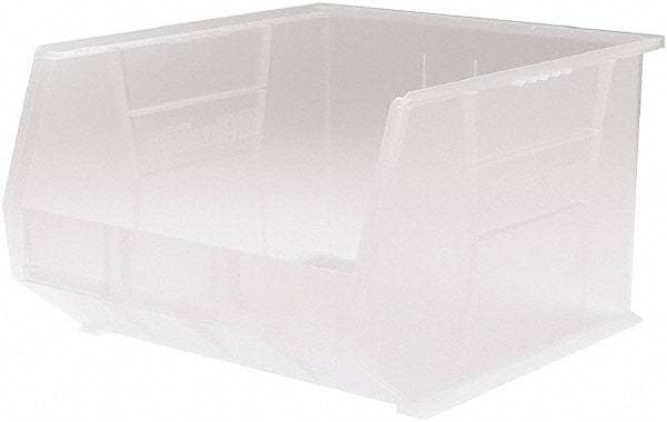 Akro-Mils - 75 Lb. Load Capacity, 18" Deep, Clear Polymer Hopper Stacking Bin - 11" High x 16-1/2" Wide x 18" Long - Apex Tool & Supply
