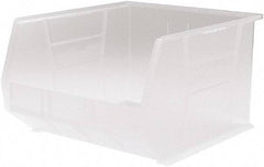 Akro-Mils - 75 Lb. Load Capacity, 18" Deep, Clear Polymer Hopper Stacking Bin - 11" High x 16-1/2" Wide x 18" Long - Apex Tool & Supply