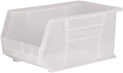 Akro-Mils - 60 Lb. Load Capacity, 14-3/4" Deep, Clear Polymer Hopper Stacking Bin - 7" High x 8-1/4" Wide x 14-3/4" Long - Apex Tool & Supply