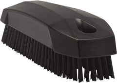 Vikan - 0.7" Bristle Length, Polyester Scrub Brush - 1-1/2" Wide Head, 4-1/2" OAL, Black, Polypropylene Block - Apex Tool & Supply
