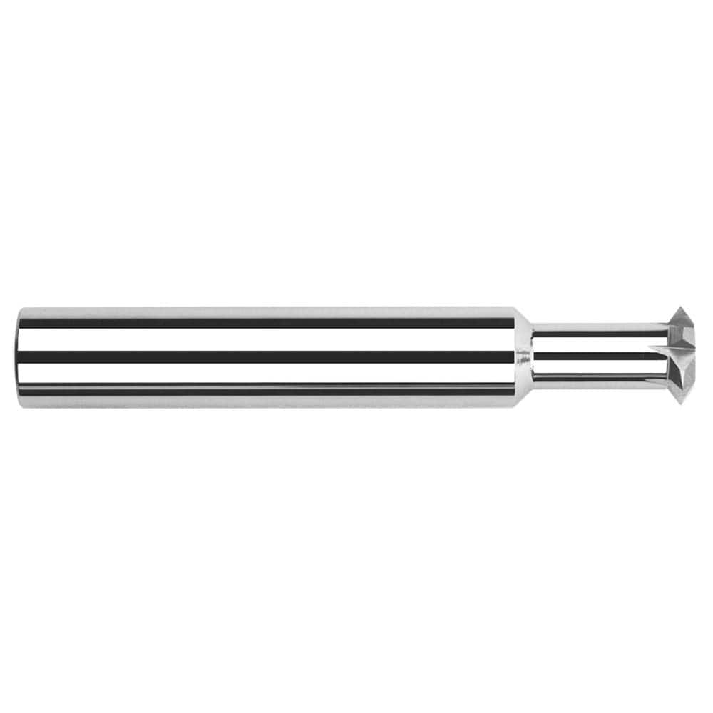 Harvey Tool - 1/8° 1/8" Cut Diam, 0.075" Cut Width, 1/8" Shank, Solid Carbide Double-Angle Cutter - Exact Industrial Supply