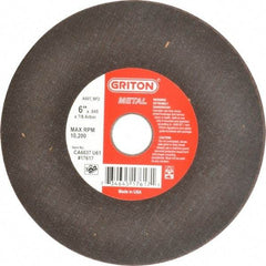 Made in USA - 6" 60 Grit Aluminum Oxide Cutoff Wheel - 0.045" Thick, 7/8" Arbor, 10,186 Max RPM, Use with Circular Saws - Apex Tool & Supply