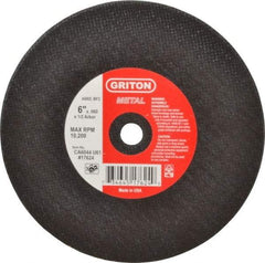 Made in USA - 6" 60 Grit Aluminum Oxide Cutoff Wheel - 0.06" Thick, 1/2" Arbor, 10,186 Max RPM, Use with Circular Saws - Apex Tool & Supply
