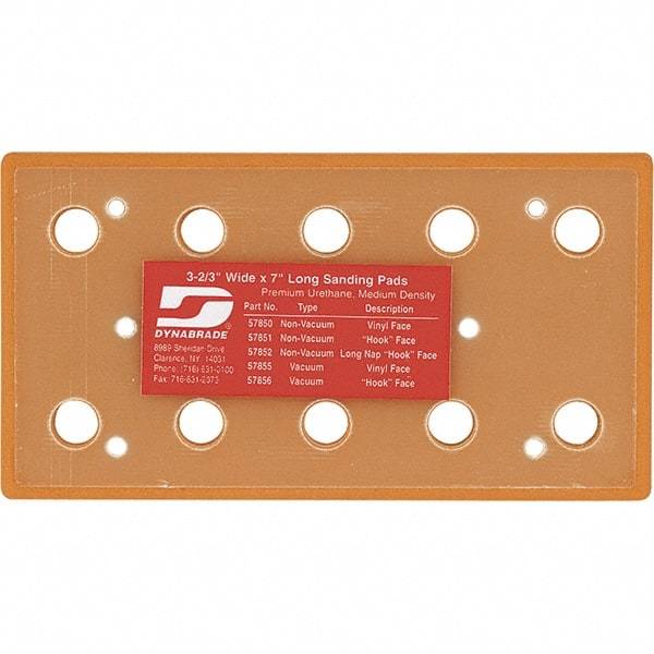 Dynabrade - 177.8 x 93.13mm Rectangular Adhesive/PSA Backing Pad - Screw Attachment, Vacuum Pad with Channel, 3/8" Thick, Medium Density - Apex Tool & Supply