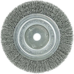 ‎6″ Narrow Face Crimped Wire Wheel, Short Trim, .014″ Steel Fill, 5/8″-1/2″ Arbor Hole - Apex Tool & Supply