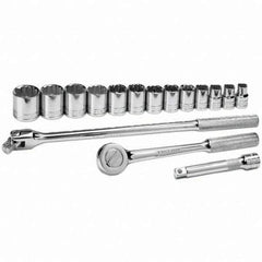 SK - 1/2" Drive Standard Socket Set - 7/16 to 1-1/4", Inch Measurement Standard - Apex Tool & Supply