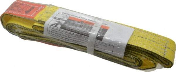 Lift-All - 7' Long x 2" Wide, 2,400 Lb Vertical Capacity, 1 Ply, Nylon Web Sling - 1,900 Lb Choker Capacity, Yellow - Apex Tool & Supply