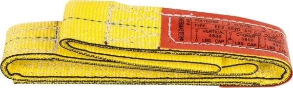 Lift-All - 3' Long x 2" Wide, 4,800 Lb Vertical Capacity, 2 Ply, Nylon Web Sling - 3,800 Lb Choker Capacity, Yellow - Apex Tool & Supply