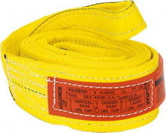 Lift-All - 10' Long x 3" Wide, 6,600 Lb Vertical Capacity, 2 Ply, Nylon Web Sling - 5,200 Lb Choker Capacity, Yellow - Apex Tool & Supply