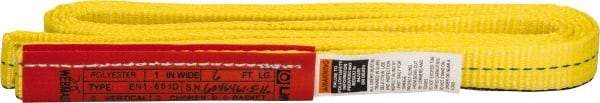 Lift-All - 6' Long x 1" Wide, 2,400 Lb Vertical Capacity, 1 Ply, Polyester Web Sling - 1,900 Lb Choker Capacity, Yellow - Apex Tool & Supply