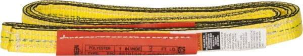 Lift-All - 3' Long x 1" Wide, 4,800 Lb Vertical Capacity, 2 Ply, Nylon Web Sling - 3,800 Lb Choker Capacity, Yellow - Apex Tool & Supply