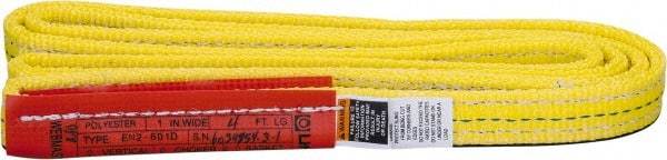 Lift-All - 4' Long x 1" Wide, 4,800 Lb Vertical Capacity, 2 Ply, Nylon Web Sling - 3,800 Lb Choker Capacity, Yellow - Apex Tool & Supply