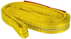 Lift-All - 5' Long x 1" Wide, 4,800 Lb Vertical Capacity, 2 Ply, Polyester Web Sling - 3,800 Lb Choker Capacity, Yellow - Apex Tool & Supply