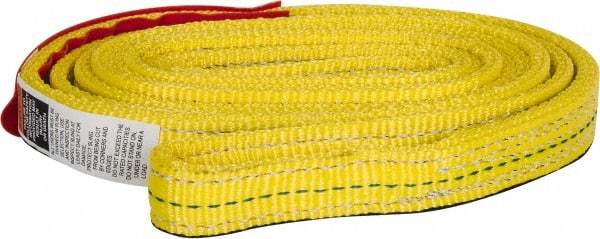Lift-All - 6' Long x 1" Wide, 4,800 Lb Vertical Capacity, 2 Ply, Nylon Web Sling - 3,800 Lb Choker Capacity, Yellow - Apex Tool & Supply