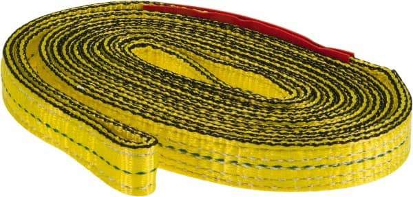 Lift-All - 8' Long x 1" Wide, 4,800 Lb Vertical Capacity, 2 Ply, Nylon Web Sling - 3,800 Lb Choker Capacity, Yellow - Apex Tool & Supply