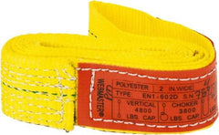 Lift-All - 4' Long x 2" Wide, 4,800 Lb Vertical Capacity, 1 Ply, Nylon Web Sling - 3,800 Lb Choker Capacity, Yellow - Apex Tool & Supply