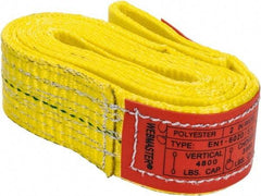 Lift-All - 6' Long x 2" Wide, 4,800 Lb Vertical Capacity, 1 Ply, Nylon Web Sling - 3,800 Lb Choker Capacity, Yellow - Apex Tool & Supply