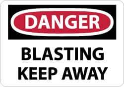 NMC - "Danger - Blasting - Keep Away", 10" Long x 14" Wide, Aluminum Safety Sign - Rectangle, 0.04" Thick, Use for Accident Prevention - Apex Tool & Supply