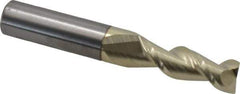 Accupro - 11/32", 1" LOC, 3/8" Shank Diam, 2-1/2" OAL, 2 Flute, Solid Carbide Square End Mill - Single End, ZrN Finish, Spiral Flute, 45° Helix, Centercutting, Right Hand Cut, Right Hand Flute - Apex Tool & Supply