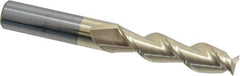 Accupro - 1/2", 2" LOC, 1/2" Shank Diam, 4" OAL, 2 Flute, Solid Carbide Square End Mill - Single End, ZrN Finish, Spiral Flute, 45° Helix, Centercutting, Right Hand Cut, Right Hand Flute - Apex Tool & Supply