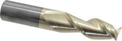 Accupro - 5/8", 1-5/8" LOC, 5/8" Shank Diam, 3-1/2" OAL, 2 Flute, Solid Carbide Square End Mill - Single End, ZrN Finish, Spiral Flute, 45° Helix, Centercutting, Right Hand Cut, Right Hand Flute - Apex Tool & Supply