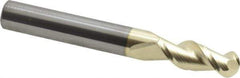 Accupro - 5/16" Diam, 13/16" LOC, 2 Flute Solid Carbide Ball End Mill - ZrN Finish, Single End, 2-1/2" OAL, 5/16" Shank Diam, Spiral Flute - Apex Tool & Supply