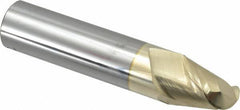 Accupro - 1" Diam, 1-1/4" LOC, 2 Flute Solid Carbide Ball End Mill - ZrN Finish, Single End, 5" OAL, 1" Shank Diam, Spiral Flute - Apex Tool & Supply