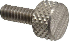 Electro Hardware - #6-32 Knurled Shoulderless Grade 303 Stainless Steel Thumb Screw - 9/16" OAL, 5/16" Head Diam x 3/16" Head Height, Uncoated - Apex Tool & Supply