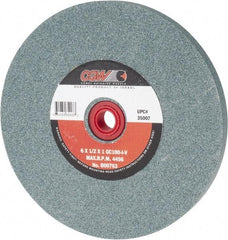 Camel Grinding Wheels - 100 Grit Silicon Carbide Bench & Pedestal Grinding Wheel - 6" Diam x 1" Hole x 1/2" Thick, 4456 Max RPM, I Hardness, Fine Grade , Vitrified Bond - Apex Tool & Supply