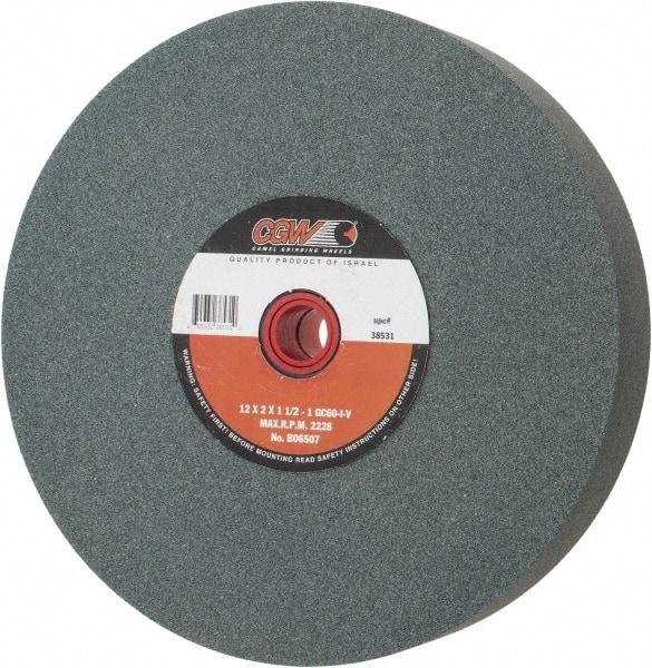 Camel Grinding Wheels - 60 Grit Silicon Carbide Bench & Pedestal Grinding Wheel - 12" Diam x 1-1/4" Hole x 2" Thick, 2220 Max RPM, I Hardness, Medium Grade , Vitrified Bond - Apex Tool & Supply