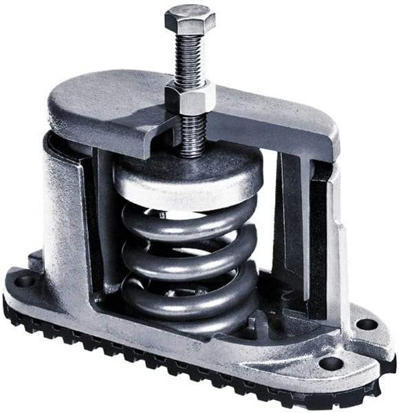 Mason Ind. - 1/2 x 4 Bolt Thread, 5-3/4" Long x 2-3/4" Wide x 5-5/8" High 1" Deflection Spring Mount - 1,650 Max Lb Capacity - Apex Tool & Supply