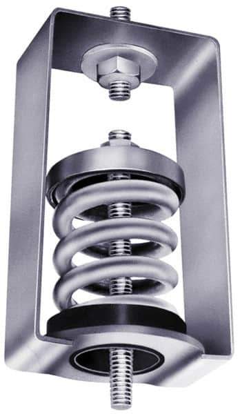 Mason Ind. - 85 Lb Capacity, 2" Deflection, HS-B, Vibration Control Hanger - 4" Long x 4-3/4" Wide x 7-1/4" High, 3/4" Max Rod Diam, 4-1/4" Lower Rod Penetration, White & Black - Apex Tool & Supply