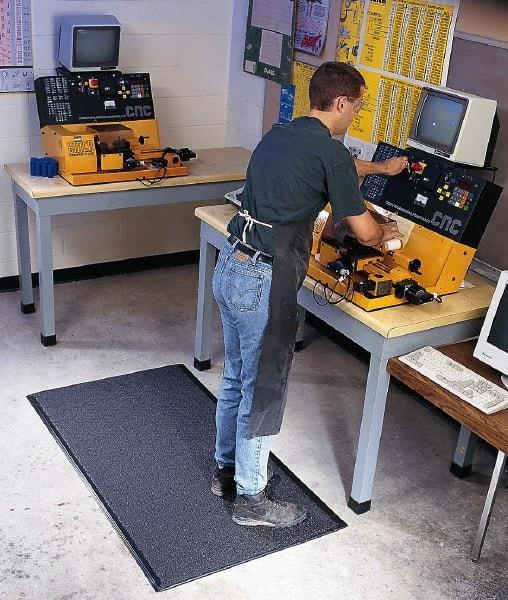 Wearwell - 5' Long x 3' Wide, Dry Environment, Anti-Fatigue Matting - Black, Vinyl with Vinyl Sponge Base, Rounded on 4 Sides - Apex Tool & Supply