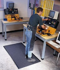Wearwell - 60' Long x 3' Wide, Dry Environment, Anti-Fatigue Matting - Black, Vinyl with Vinyl Sponge Base, Rounded on 4 Sides - Apex Tool & Supply