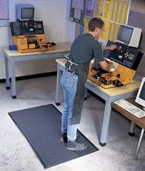 Wearwell - 3' Long x 2' Wide, Dry Environment, Anti-Fatigue Matting - Gray, Nitrile Blend with Nitrile Blend Base, Beveled on 4 Sides - Apex Tool & Supply