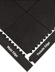 Wearwell - 39" Long x 3" Wide x 5/8" Thick, Anti-Fatigue Modular Matting Ramp Edge - Male, Black, For Dry & Wet Areas, Series 572 - Apex Tool & Supply
