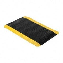 Wearwell - 3' Long x 2' Wide, Dry Environment, Anti-Fatigue Matting - Black with Yellow Borders, Vinyl with Nitrile Blend Base, Beveled on 4 Sides - Apex Tool & Supply