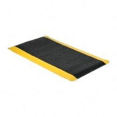 Wearwell - 5' Long x 3' Wide, Dry Environment, Anti-Fatigue Matting - Black with Yellow Borders, Vinyl with Nitrile Blend Base, Beveled on 4 Sides - Apex Tool & Supply